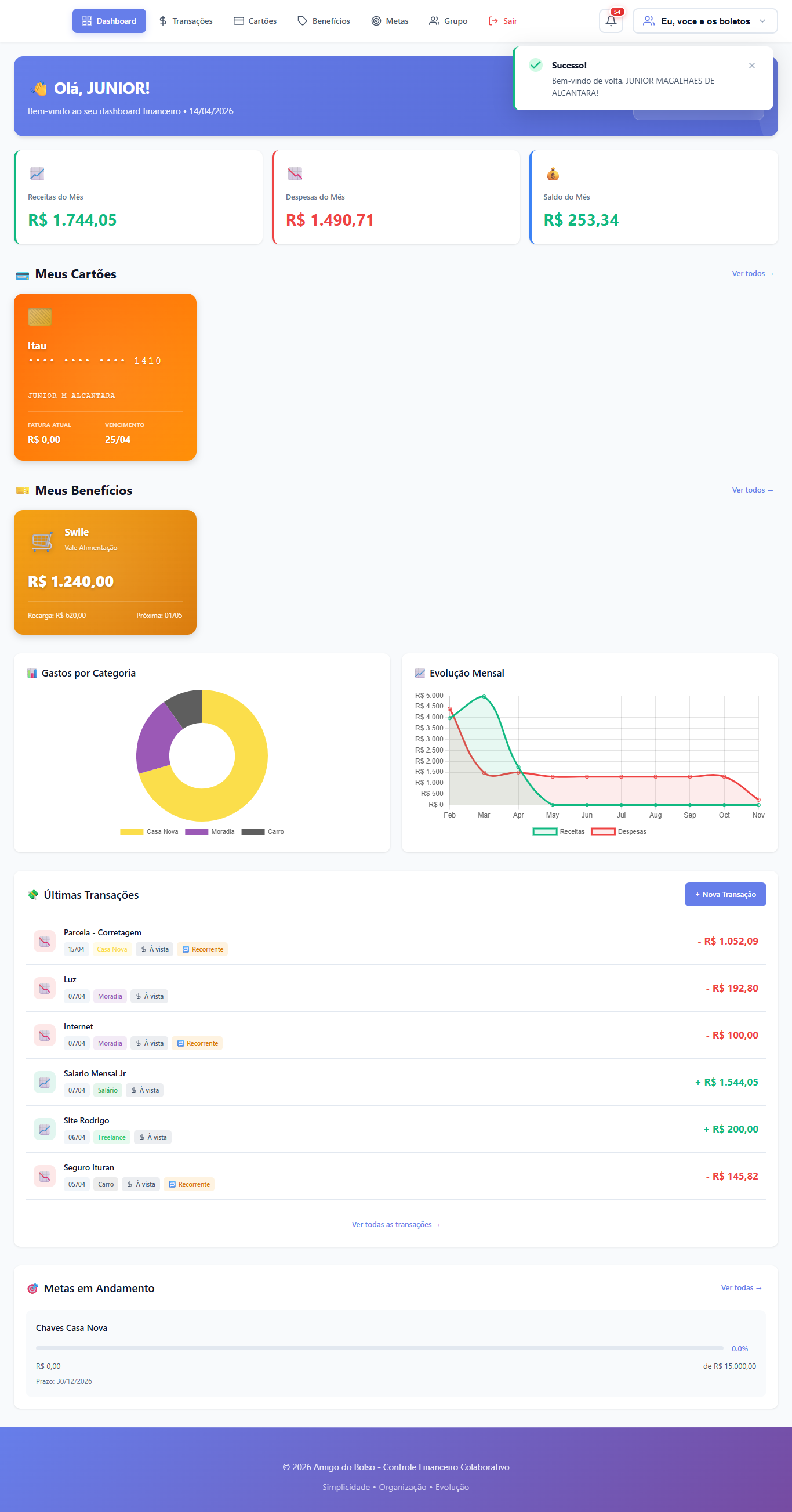 Amigo do Bolso — Sistema de Controle de Gastos