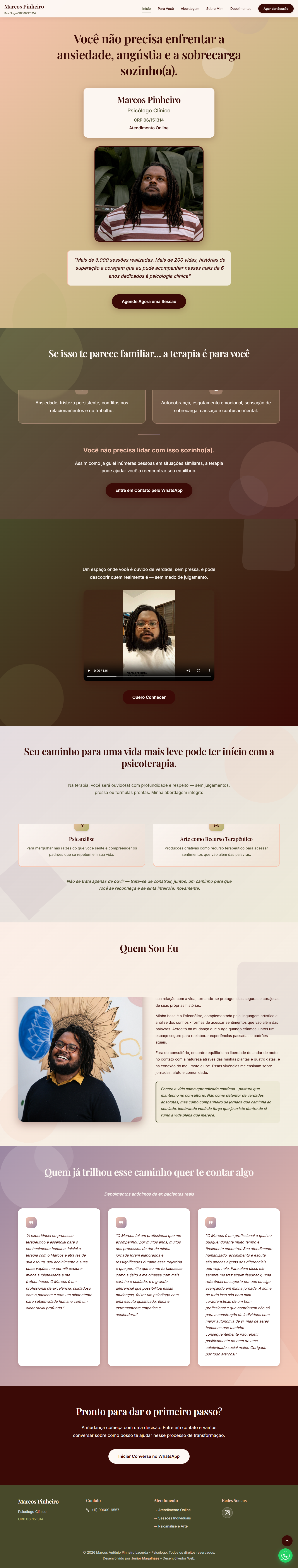 Print do site do psicólogo Marcos Pinheiro